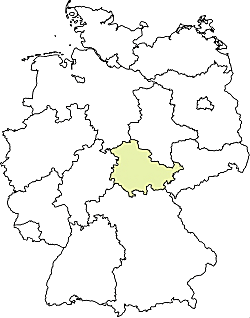 Geografische Lage des Bundesland Thüringen Thüringen